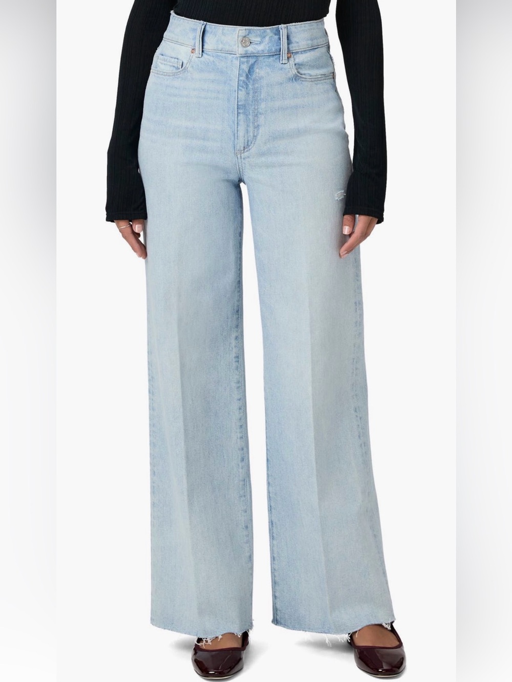 Paige Anessa Raw Hem High Waist Wide Leg Jeans
